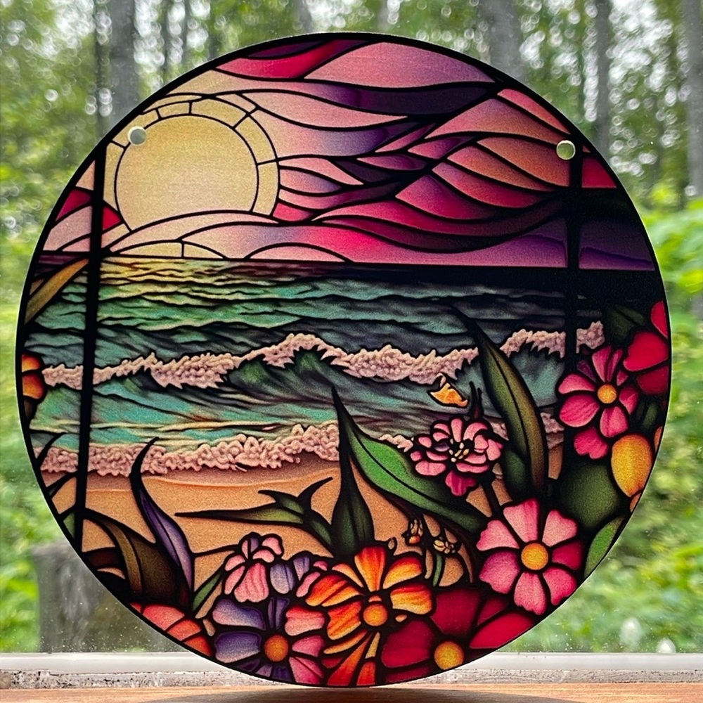 Suncatcher Acrylic Sunset Beach Resort Scenic Home Cottage Decor New 6” Sunrise